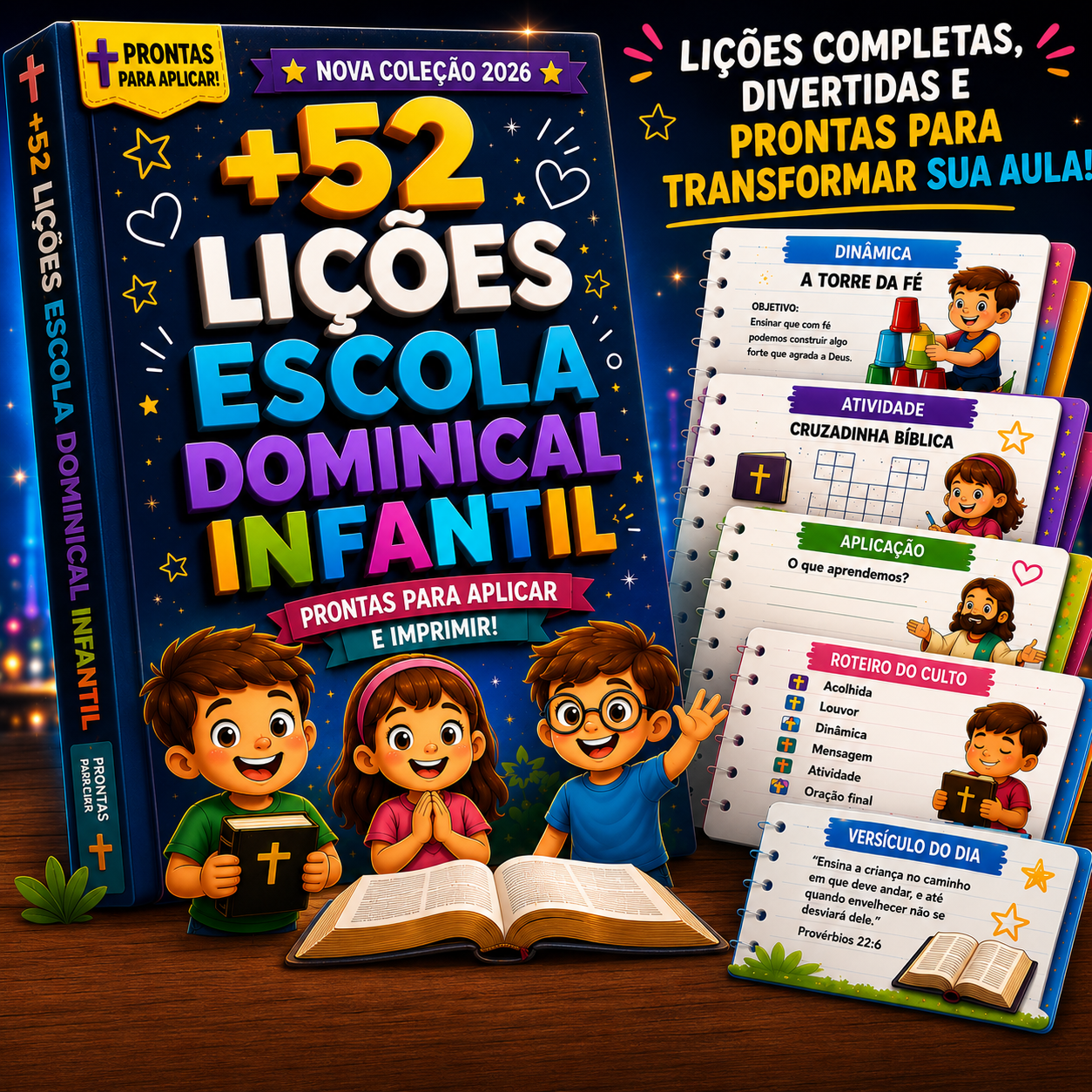 Capa do material +52 Lições de Escola Dominical Infantil